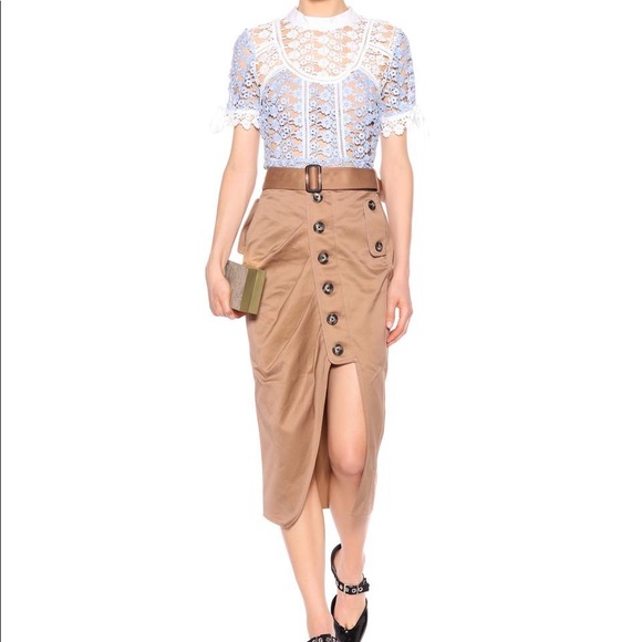 Self-Portrait Dresses & Skirts - SELF PORTRAIT Brown Trench Button Up Skirt